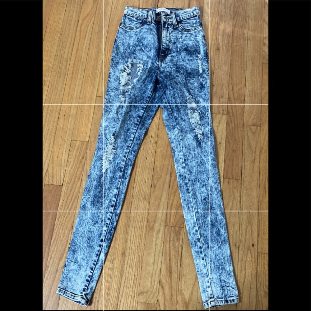 High waist ripped stretchy skinny jeans